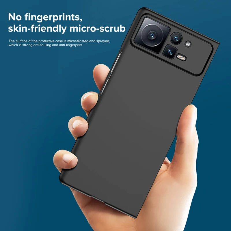 Color: Gold, Material: ABS - For Xiaomi MIX Fold2 Protective Case Mix Fold2 Official Flip Case Made of Plain PU Leather, anti Drop Folding Anti Fingerprint