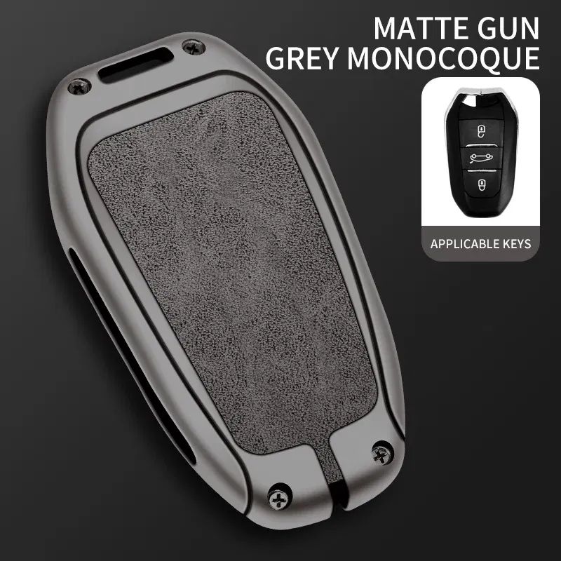 Color Name: Red - Car Metal Key Case Cover Shell Fob For Peugeot 308 408 508 2008 3008 4008 5008 For Citroen C4 C6 C3-XR key chain Accessories