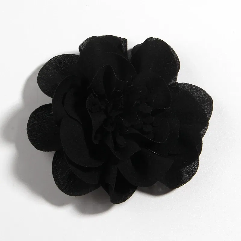 Color: army green - 1PC 10CM 3.8" Big Chiffon Flowers Hair Clips Hairpins Handmade Artificial Rolled Rose Fabric Flower For Girls Head Accessories