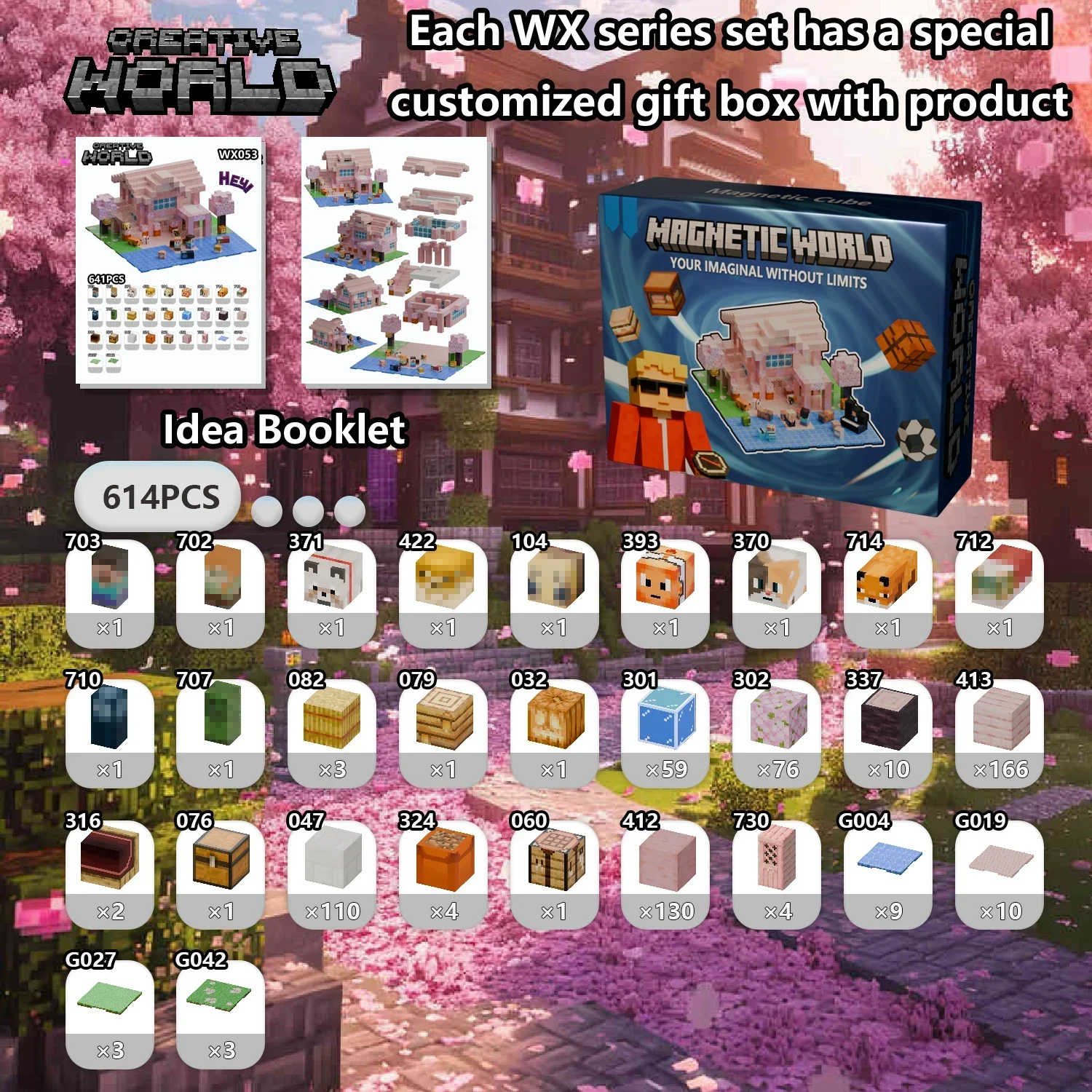 Color: Apricot - Magnetic Building Blocks Mine World Magnet Cube Set for Boy Girl Kid Age 3+ DIY Pixel style Model Base plate STEM Toy Baseplate