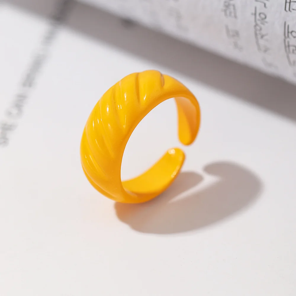 Main Stone Color: WHITE - New Creative Design Five-Pointed Star Simple Geometry Color Wide Ring For Woman Simple Personality Trend Temperament Rings