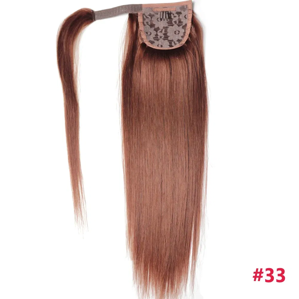 Color: #33, Life Span: 6 Months With Proper Care, Stretched Length: 20inches, Longest Hair Proportion: 35%-45% - ZZHAIR 100% Human Hair Extensions 16"-28" Machine Made Remy Magic Wrap Around Ponytail 60g-120g Clip In Horsetail Stragiht