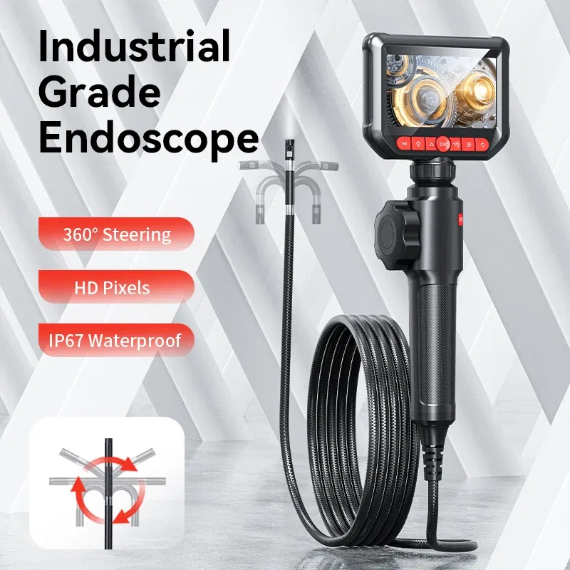 Color: WHITE, Cable Length: 1m - 360?° Articulated Endoscope,Joystick Articulated Endoscope Camera with Steerable Probe, Compatible with iPhone and Android