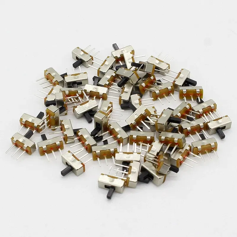 Color: Beige, Size: 4XL - 10PCS Slide Switch Micro-power Toggle Switch Single and Double-row Direct-inserted Horizontal Sliding Second Gear Third Gear