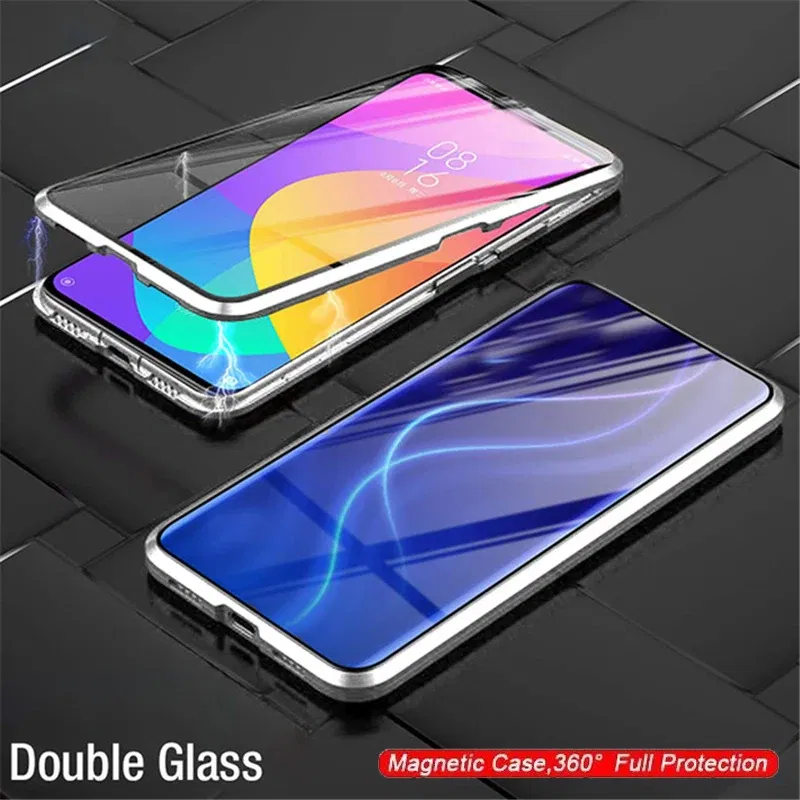 Color: black, Bundle: Case & Screen Protector, Material: CANVAS - 360 ?°Full Protection Metal Frame Magnetic Case For OPPO Reno 10 11 Pro 7 4G 7 Z 8 Lite 8Z 5G Double-Sided Glass Cover Cases