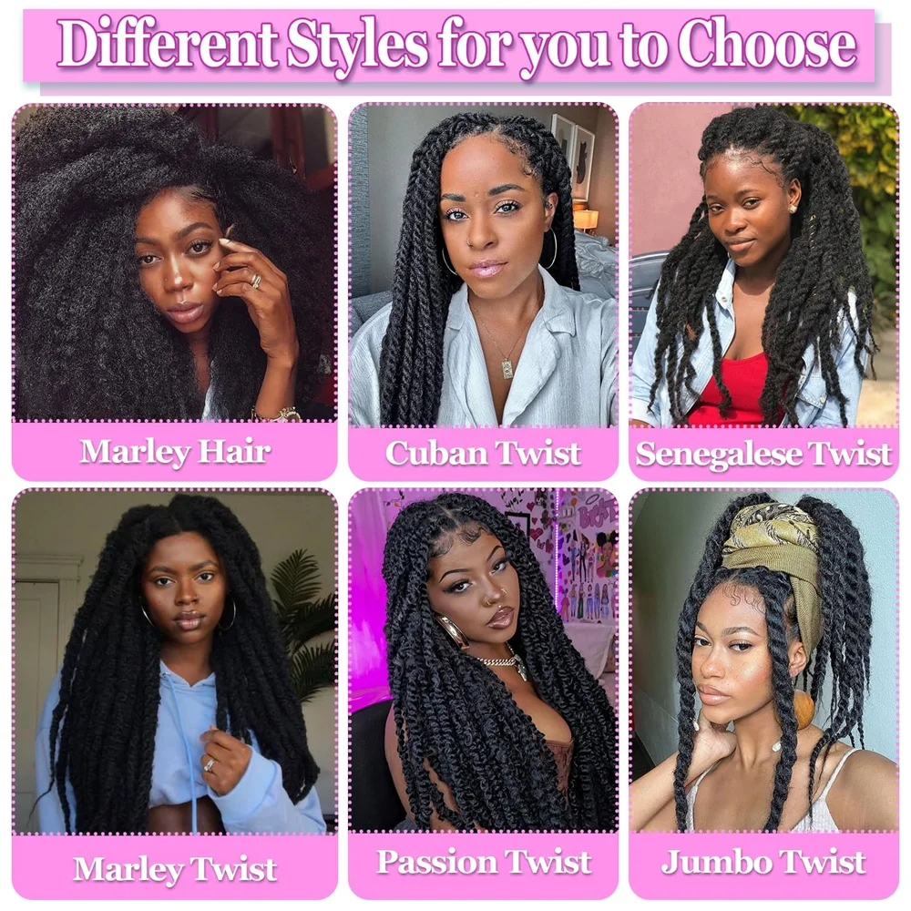 Color: T1B/Burgundy, Stretched Length: 18inches, Bulk Buy: 6pcs/lot - 18 Inch Synthetic Marley  Twist Braiding Hair Afro Kinky Curly Crochet Hair for Faux Locs Long Springy Twist Hair Extensions