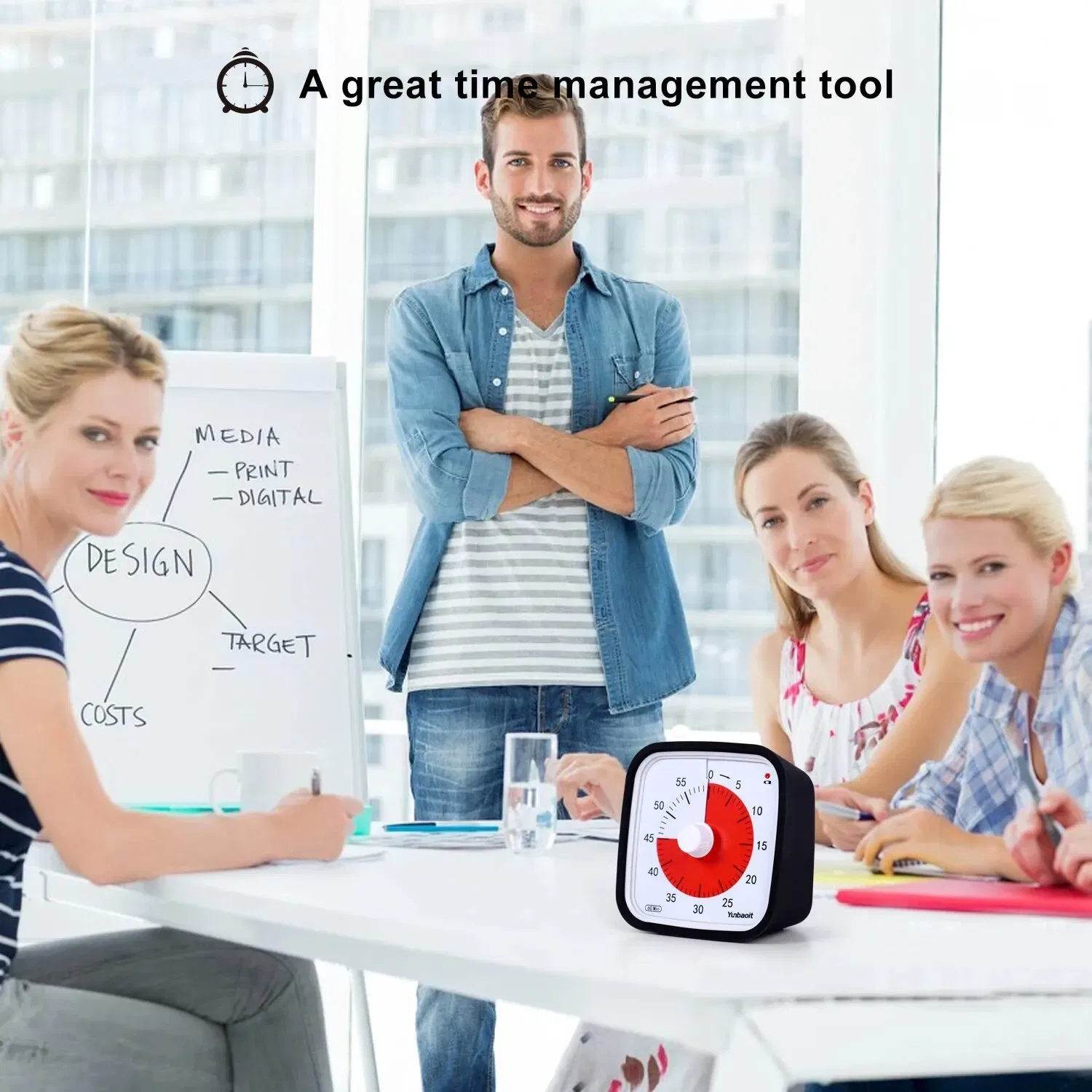 Color: black - Yunbaoit VT01 Upgraded 60 Minute Visual Timer with Protective Case Silent Countdown Timer for Kids