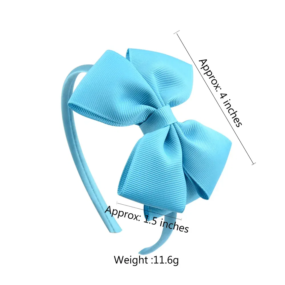 Color: Blue - 1 Piece Ribbon Handmade Hair Bows Hairbands for Baby Girls 20 Colors Cute Bowknot Solid Headband Headwear Baby Hair Accessories