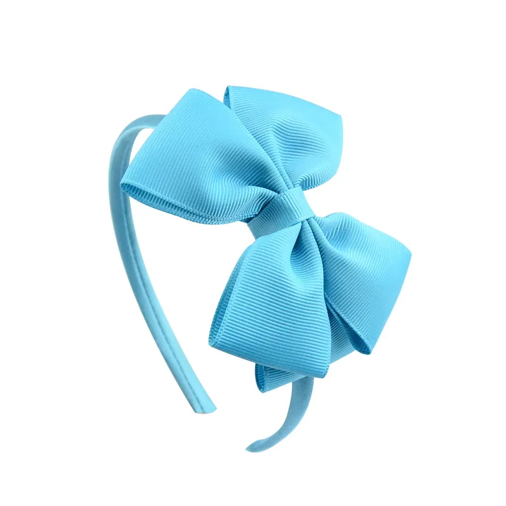 Color: Blue - 1 Piece Ribbon Handmade Hair Bows Hairbands for Baby Girls 20 Colors Cute Bowknot Solid Headband Headwear Baby Hair Accessories
