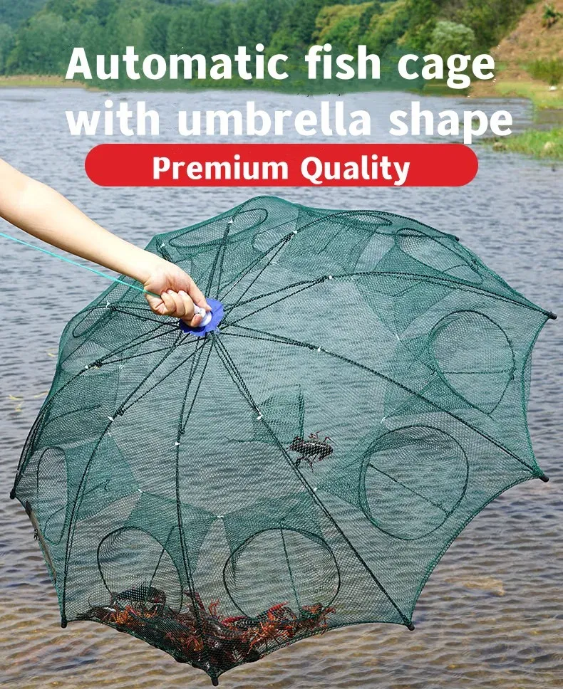 Color: Yellow - Cyrusher Umbrella Net Shrimp Cage Fishing Net Fish Protection  Automatic Folding Fish Net Moving Kite Fishing Net Hand Cast Net