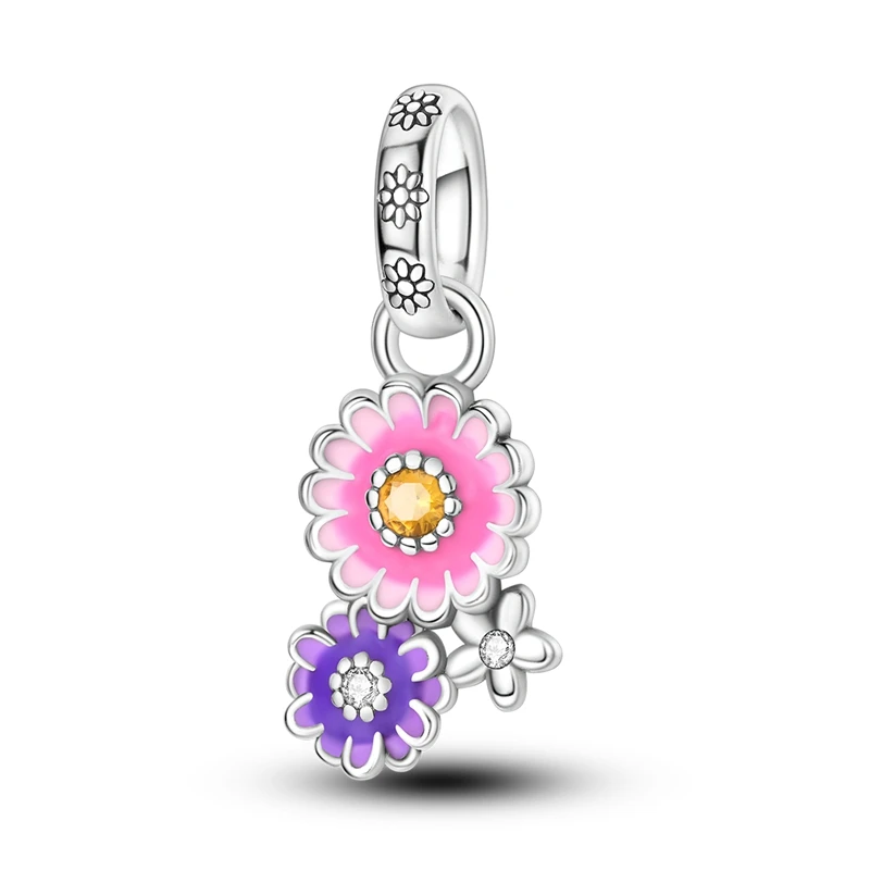 Color: Carbonized - Pink Series Charms 925 Silver Perfume Butterfly Charm Beads Pendent Dangle Fit Original Pandora Charm Bracelet DIY Women Jewelr