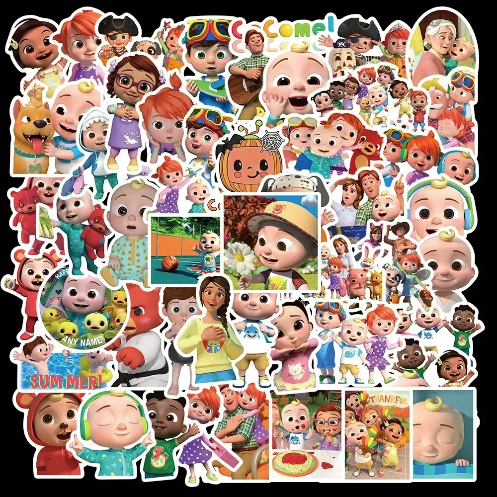 Color: Army Green - 50PCS Cartoon Cocomelonly Children's Reward Hand Account Luggage Skateboard DIY Stickers