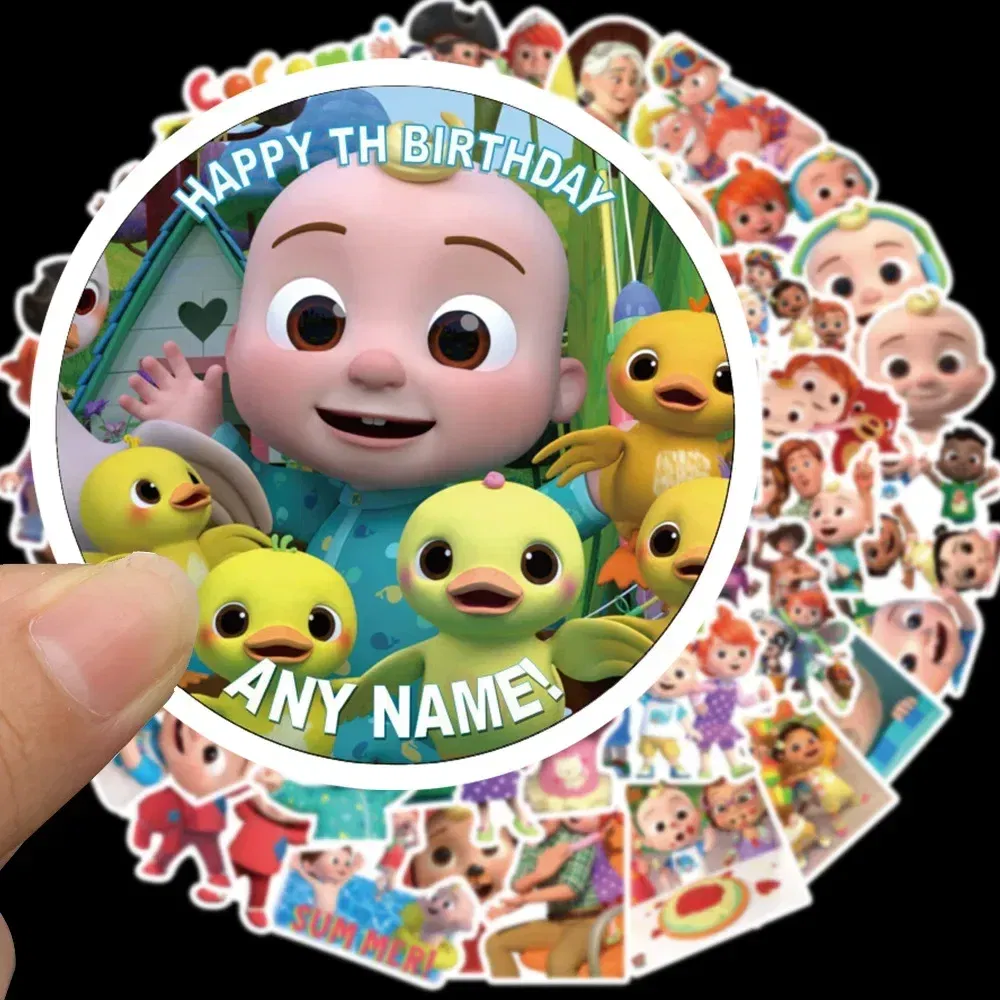 Color: Army Green - 50PCS Cartoon Cocomelonly Children's Reward Hand Account Luggage Skateboard DIY Stickers