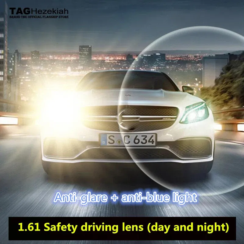 Lenses Color: Blue,  Lens Index: 1.67 - 1.56/1.61/1.67 Anti-Blue Light And Anti-Glare Photochromic Myopia/Hyperopia/Astigmatism Prescription Lenses Relieve Glare Driv