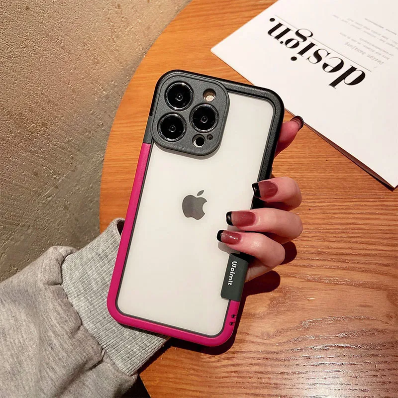 Color: Maroon,  Material: PVC - Better Heat Dissipation Dual Color Bumper Border Soft Phone Case For iPhone 17 16 15 14 13 12 11 Pro Max 7 8 Plus XS XR