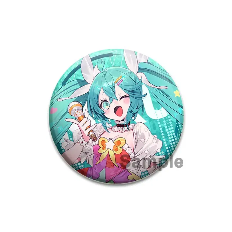 Color: DARK GRAY, Size: L - 58/44/32mm Miku Anime Round Pins Cartoon Badges Cosplay Handmade Tinplate Brooch on Backpack Clothes Chest Ornament Gifts