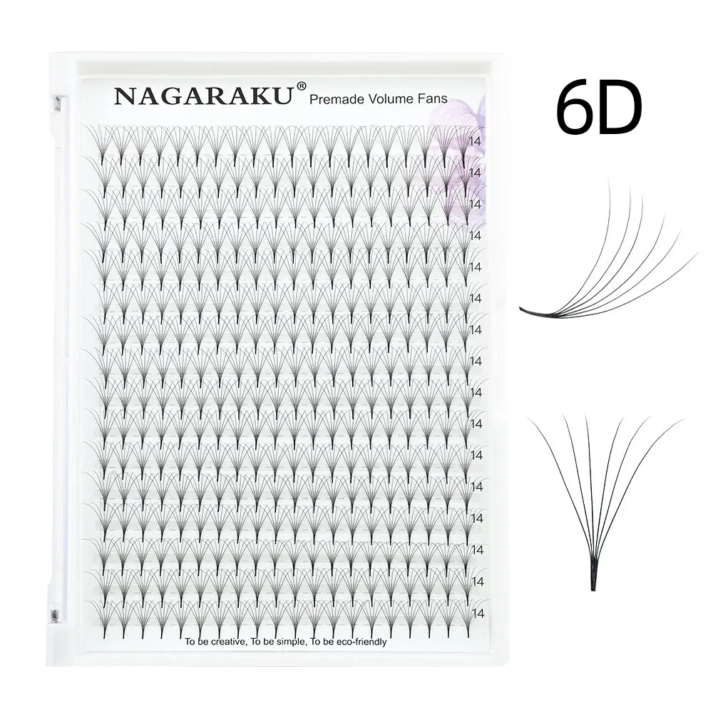 Color: Brushed Slate, Curl: D, Thickness: 0.07mm, Length: MIX - NAGARAKU Sharp Narrow Stem Premade Fans Eyelash Extension 5D 6D 10D Thin Pointy Base Russian Fans Ready Russian Volume