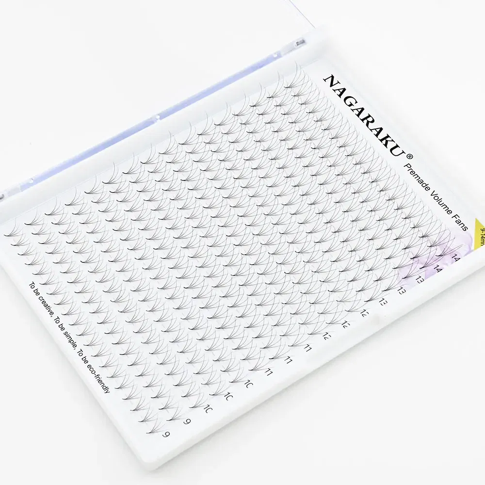 Color: Brushed Slate, Curl: D, Thickness: 0.07mm, Length: MIX - NAGARAKU Sharp Narrow Stem Premade Fans Eyelash Extension 5D 6D 10D Thin Pointy Base Russian Fans Ready Russian Volume