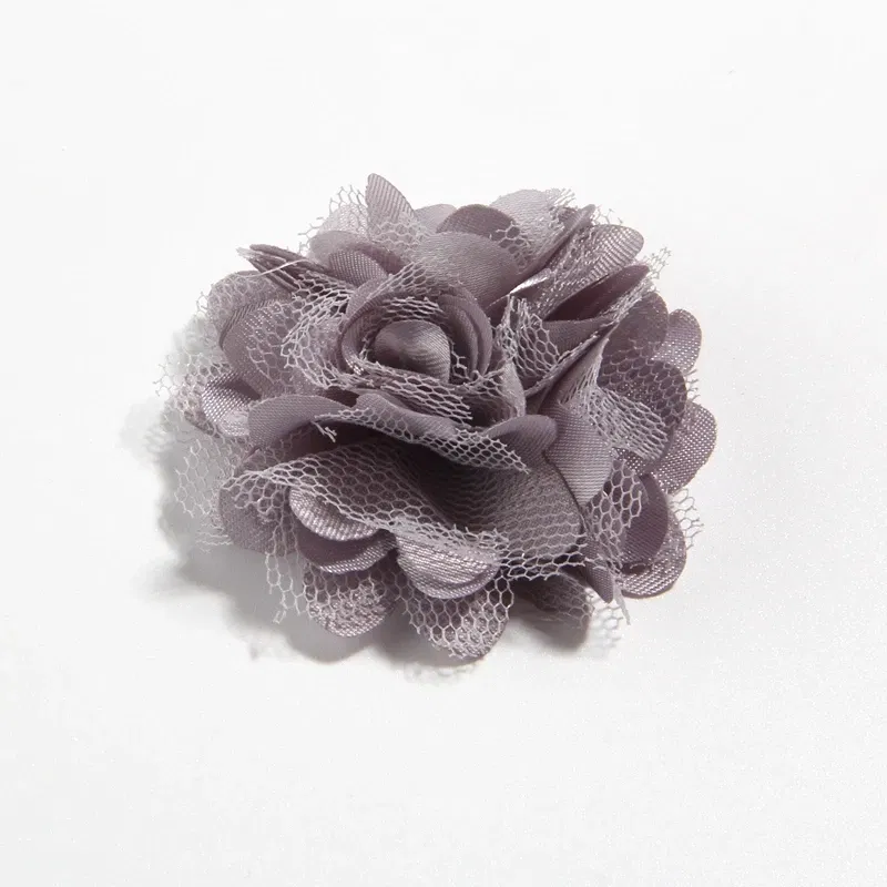 500PCS 5CM 2"  New Mesh Silk Fabric Flowers For Hair Accessories Rosettes Satin Hair Fabric Flower For Girls Kid Head Wear