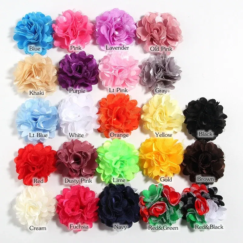 500PCS 5CM 2"  New Mesh Silk Fabric Flowers For Hair Accessories Rosettes Satin Hair Fabric Flower For Girls Kid Head Wear