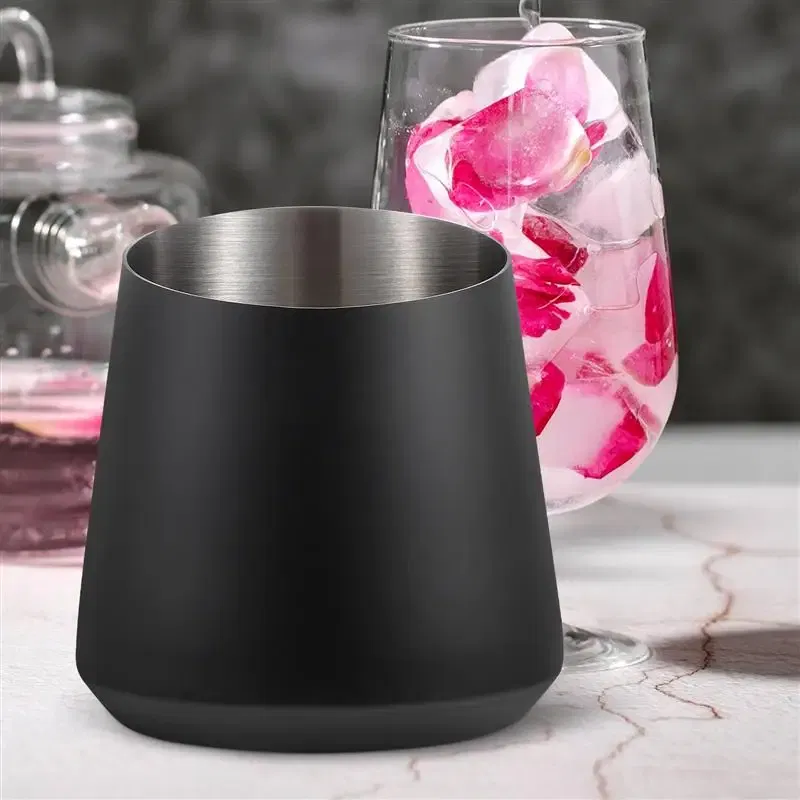 Color: Black - Stainless Steel Ice Bucket Champagne Wine Beer Cooler Chilling Bucket Ice Cube Barrel Container Bar Bartender Tools