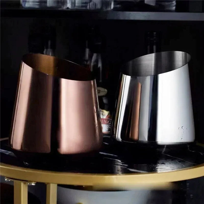 Color: Black - Stainless Steel Ice Bucket Champagne Wine Beer Cooler Chilling Bucket Ice Cube Barrel Container Bar Bartender Tools
