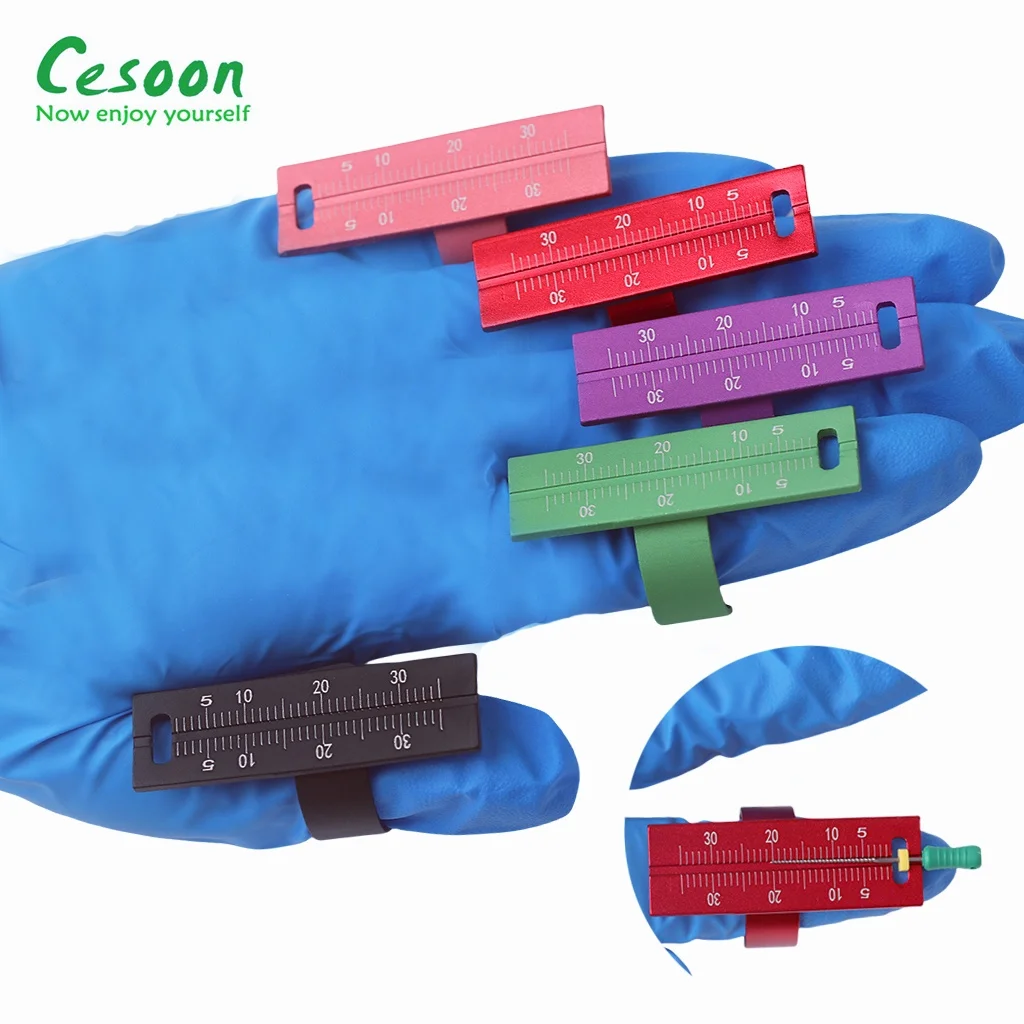 Color: Red - 1Pc Dental Ring Ruler Colorful Dentistry Root Canal Measuring Ruler Endodontic Measuring Equipment Aluminium Alloy Instrument