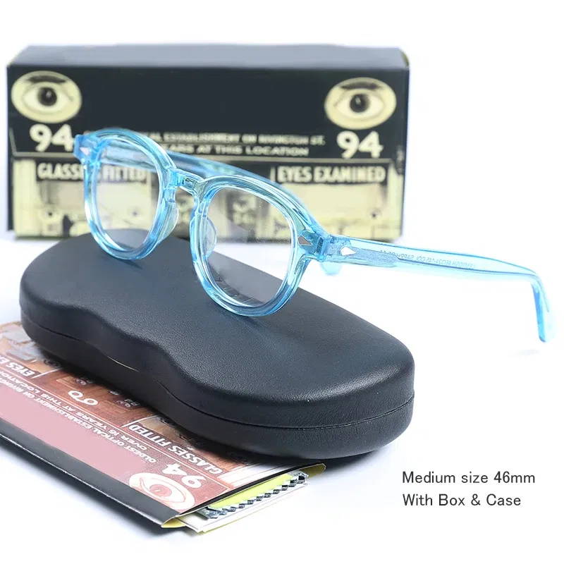 Frame Color: MULTI, Prescription Type: Single Version, Lens Index: 1.74, Lens Function: Photo Grey - Customized Prescription Glasses Men Frame Johnny Depp Lemtosh Photochromic Anti-Blue Light Myopia Hyperopia Round Eyeglasses