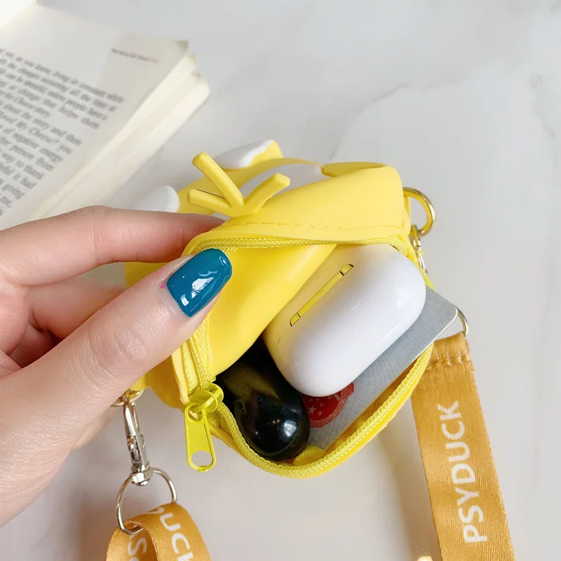 Color: WHITE - Pokemon Bag Crossbody Bags for Children Mini Coin Purse Kawaii Fashion Toy Anime Action Figures Pikachu Eevee Funny Modelding