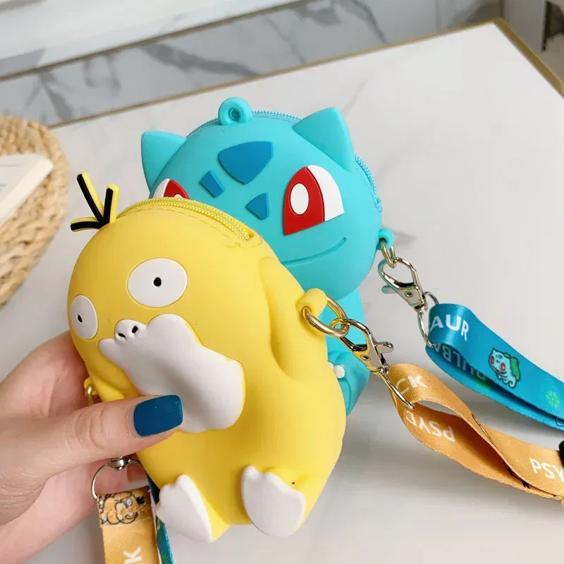 Color: WHITE - Pokemon Bag Crossbody Bags for Children Mini Coin Purse Kawaii Fashion Toy Anime Action Figures Pikachu Eevee Funny Modelding