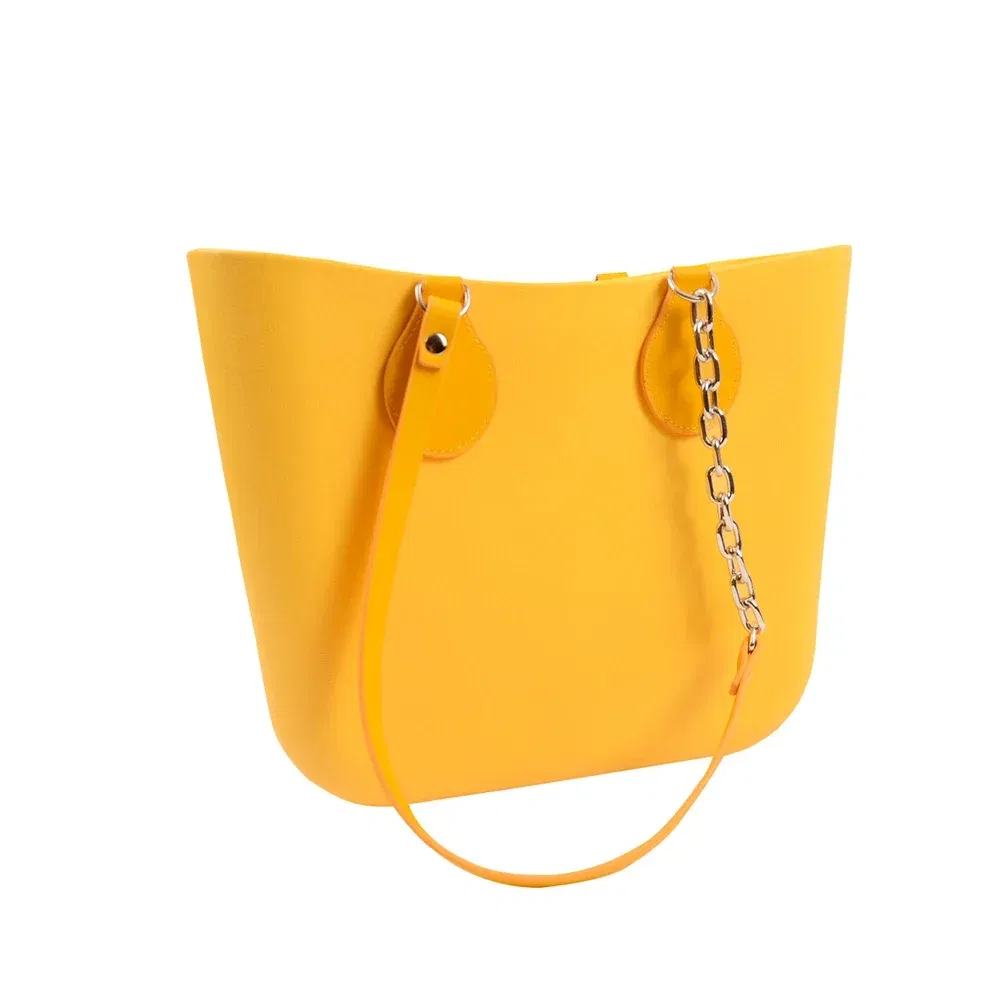 Color: Bronze, Ships From: CHINA - Tanqu New Arrival Long Edge Painting Handles Faux Leather Flat PU Belt and Drops with Thicken Shiny Chain for OBag for EVA O Bag