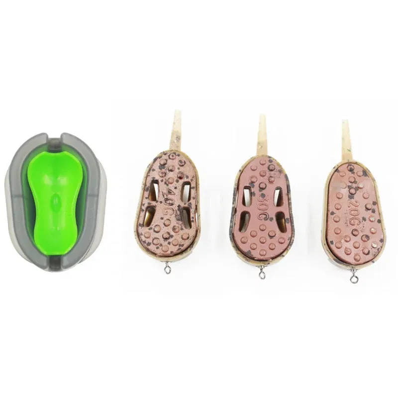 Color: Brown - 1Set/4Pcs Bait Holder Bait Holder Tool Set Series Carp Fishing Feeder Mould Carp Baiting Tool Quick Release Molds Fishing Tools