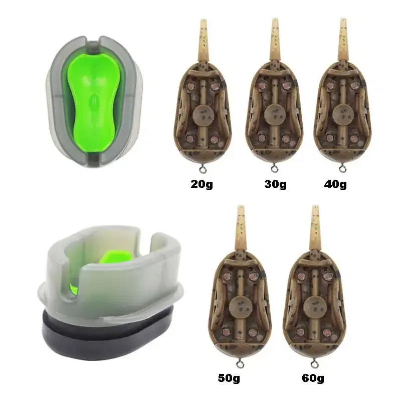 Color: Brown - 1Set/4Pcs Bait Holder Bait Holder Tool Set Series Carp Fishing Feeder Mould Carp Baiting Tool Quick Release Molds Fishing Tools