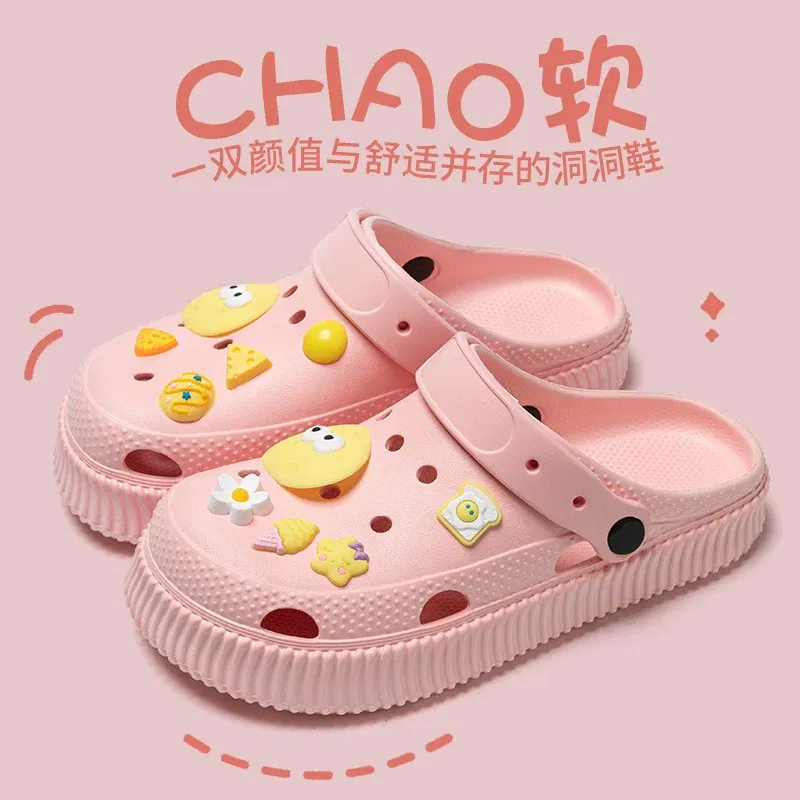 Color: Straw, Shoe Size: 36-37 - Shoes hole shoes girls wear outside couple bag head women cool slippers