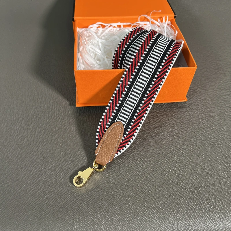 Color: WHITE, Size: 7/8" - Herbag Evelyn Replacement Shoulder Strap Gold Togo Cowhide Woven Canvas 5cm Wide Hand-Sewn