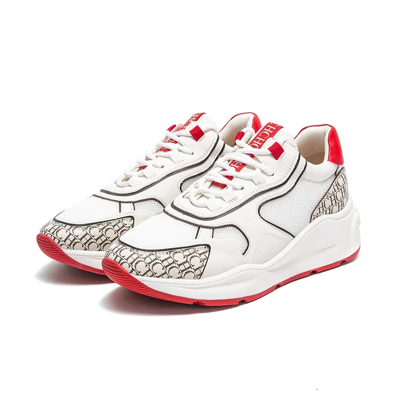 Color: Beige, Shoe Size: 36 - CHCH Women's Vulcanized Shoes 2025 New Comfortable Mesh Splicing Design Flat Shoes Casual Outdoor Walking Shoes
