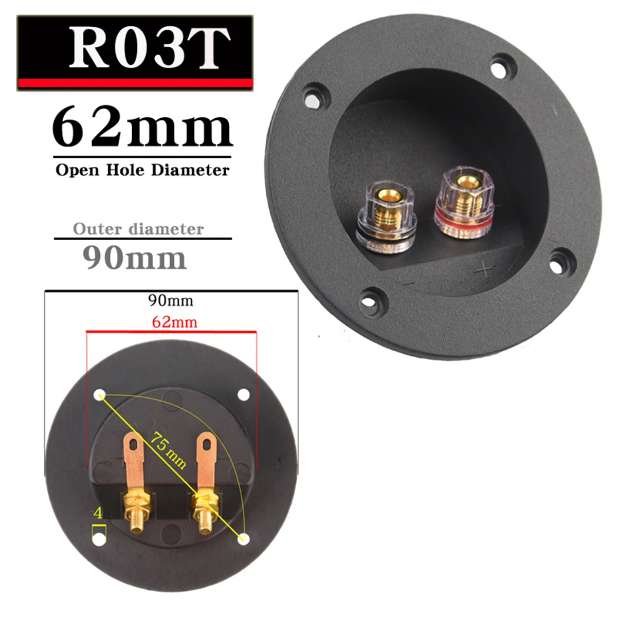 Color: Pink, Bundle: Bundle 2 - HIFIDIY LIVE Square circle (Install Hole 49-76) speaker junction Box  Terminal Shell 2 copper Binding Post Wire Cable Connector