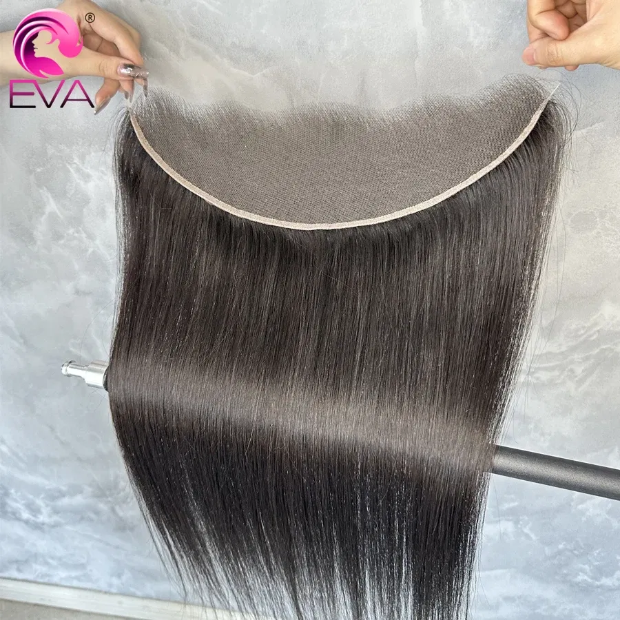 Color: #1B, Material Grade: Remy Hair, Stretched Length: 20inches - Eva 5x5 Hd Lace Closure Straight 13x4 Lace Frontal Closure Hand Tied Human Hair Closures Free Part Hd Lace Closure Pre Plucked