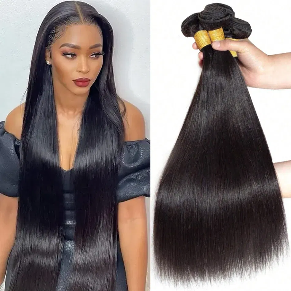 Stretched Length: 8inches - Peruvian Bone Straight Human Hair Bundles Deal Unprocessed Virgin Hair Extensions Long Thick Cheap Brazilian Hair Weave Natural