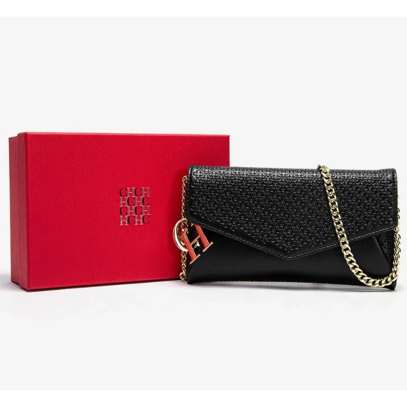 Color: Gold - Carolina Herrera Women's Travel Versatile Shoulder Bag Crossbody Bag Mobile Phone Lipstick Storage Bag with Chain Shoulder Bag