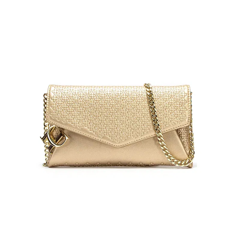 Color: Gold - Carolina Herrera Women's Travel Versatile Shoulder Bag Crossbody Bag Mobile Phone Lipstick Storage Bag with Chain Shoulder Bag