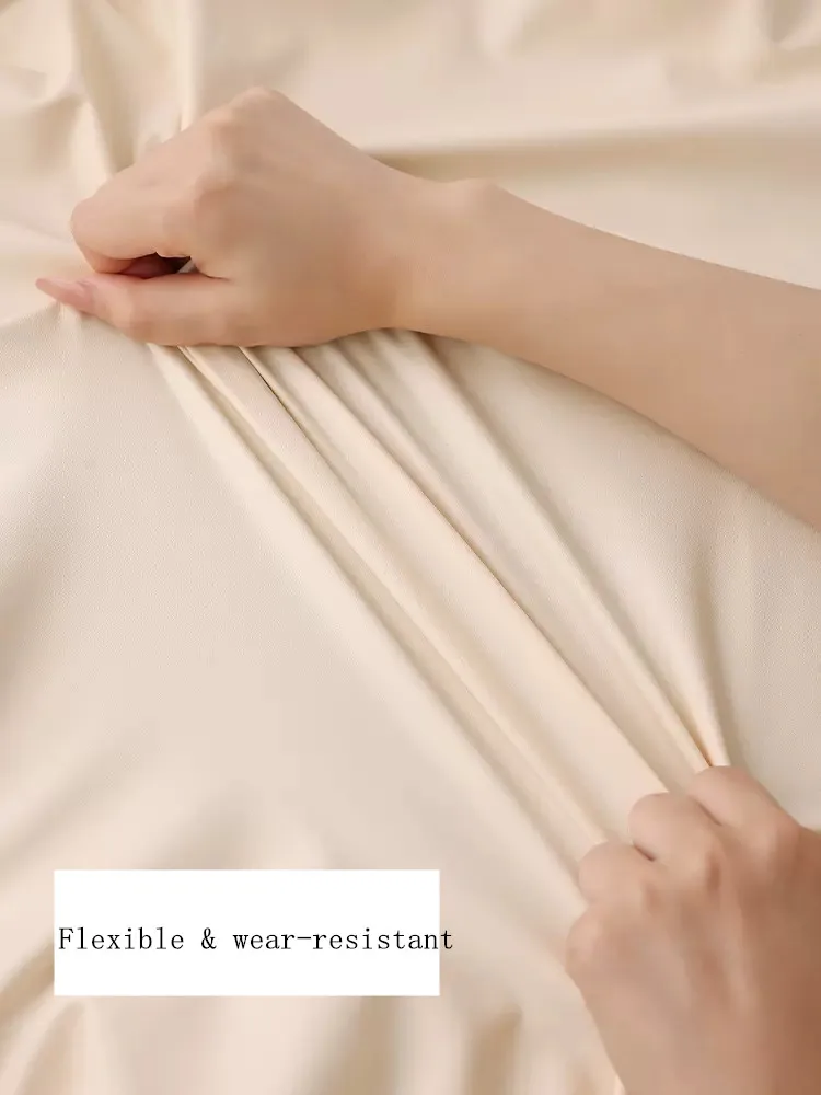 Color: WHITE, Specification: 60*60cm - Solid color PU leather table cover fixable elastic tablecloth waterproof round square Table cloth custom table protector