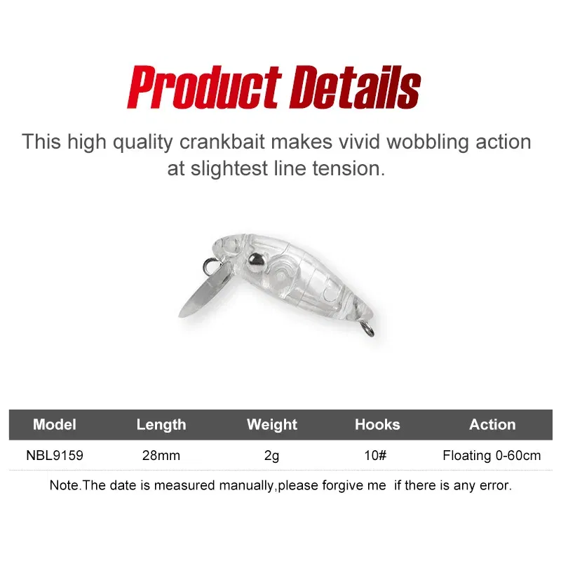 Color: Beige, Size: 80mm - Noeby Crankbaits 28mm 2g Mini Floating Minnow Fishing Lures Artificial Hard Baits Small Crank Wobblers for Trout Fishing Tackle