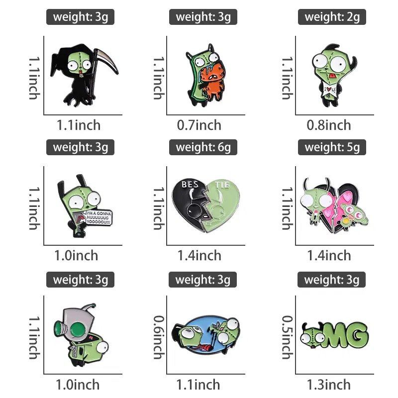 Metal color: Antique Bronze Plated - Cartoon Anime Brooch Enamel Pins Custom Metal Animal Badges Lapel Accessories Sweater Women Men Jewelry Gift Friends Wholesale