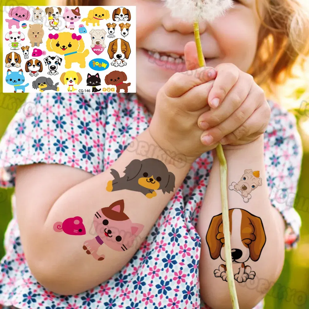 Color: green - Cute Small Bus Car Temporary Tattoos For Kids Boys Girls Baby Child Cute Dinosaur Tattoo Sticker Funny Fake Star Tatoo Face Hand
