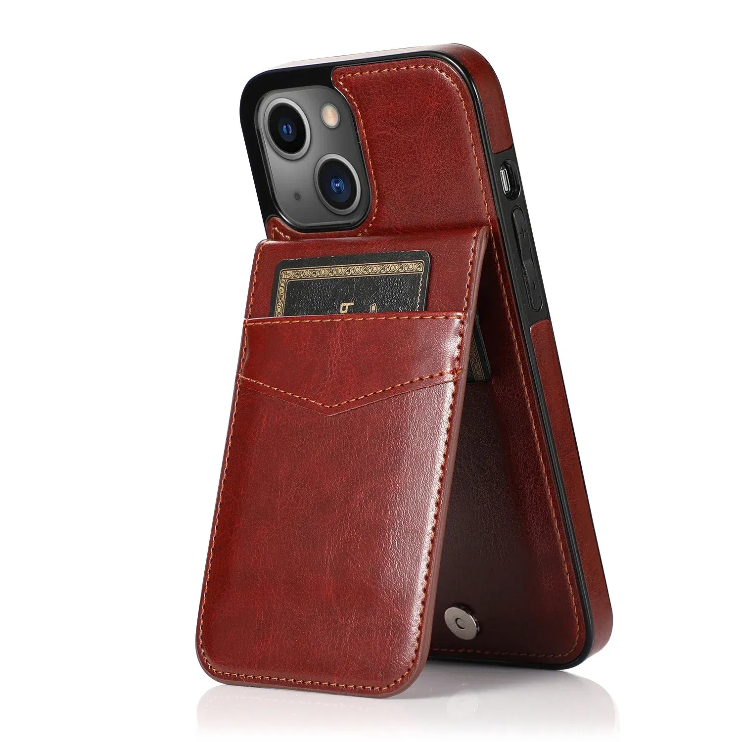 Color: Beige, Material: Pc + tpu - Faux Leather Wallet Kickstand Phone Case for IPhone 13 12 Mini 16E 16 15 14 11 Pro Max X XR XS 7 8 Plus Case with Credit Card