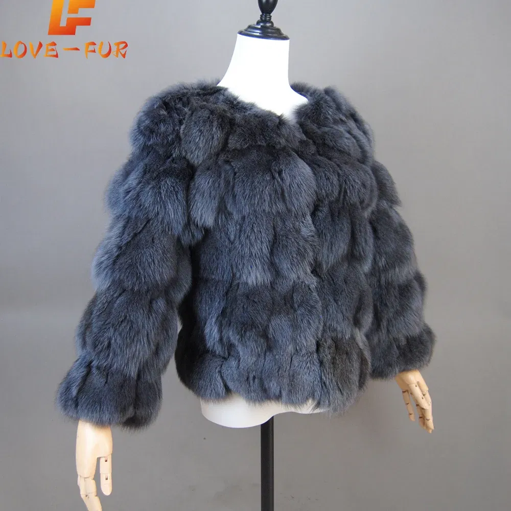 Color: Turquoise, Size: 4XL - 2025 New Style Real Fur Coat 100% Natural Fur Jacket Female Winter Warm Leather Fox Fur Coat High Quality Fur Vest
