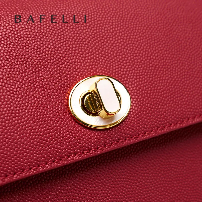 Color: Gold - BAFELLI 2024 WOMEN'S NEW TREND LEATHER SADDLE BAGS FASHION STYLE ORIGINAL DESIGNER LUXURY BRAND CASUAL CROSSBODAY PURSE SHOULDER