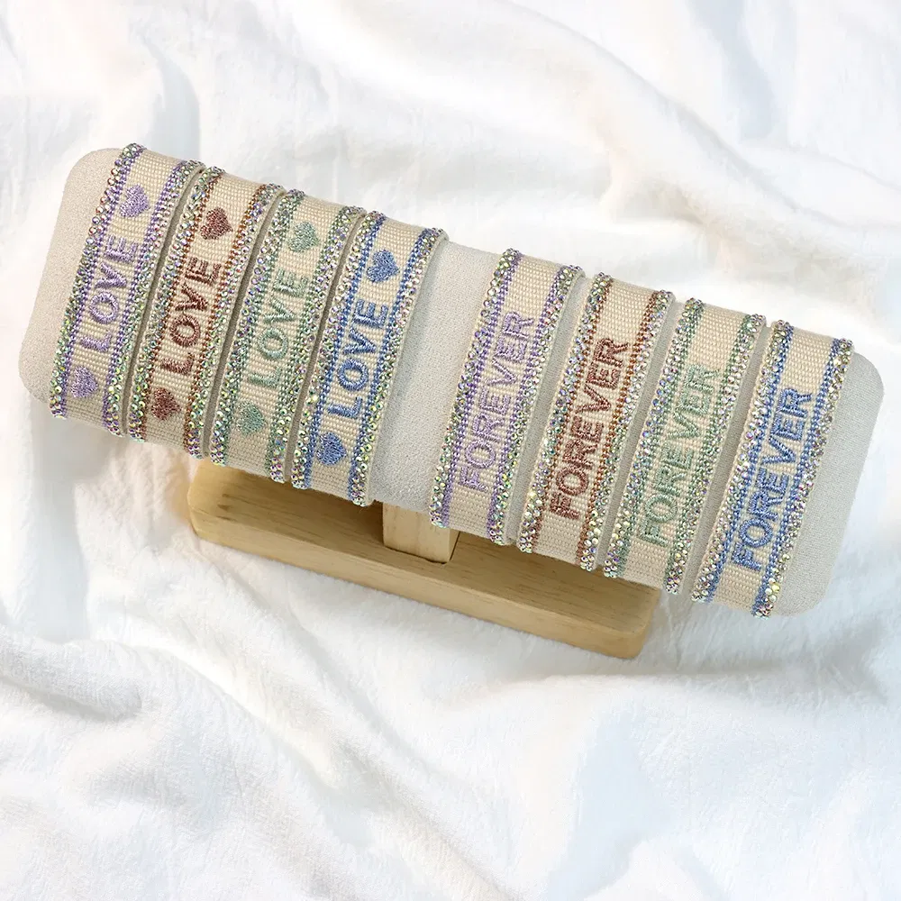 Metal Color: Antique Bronze Plated - Bling Crystal Woven Friendship Bracelets Adjustable Rope Stackable Bangle For Women