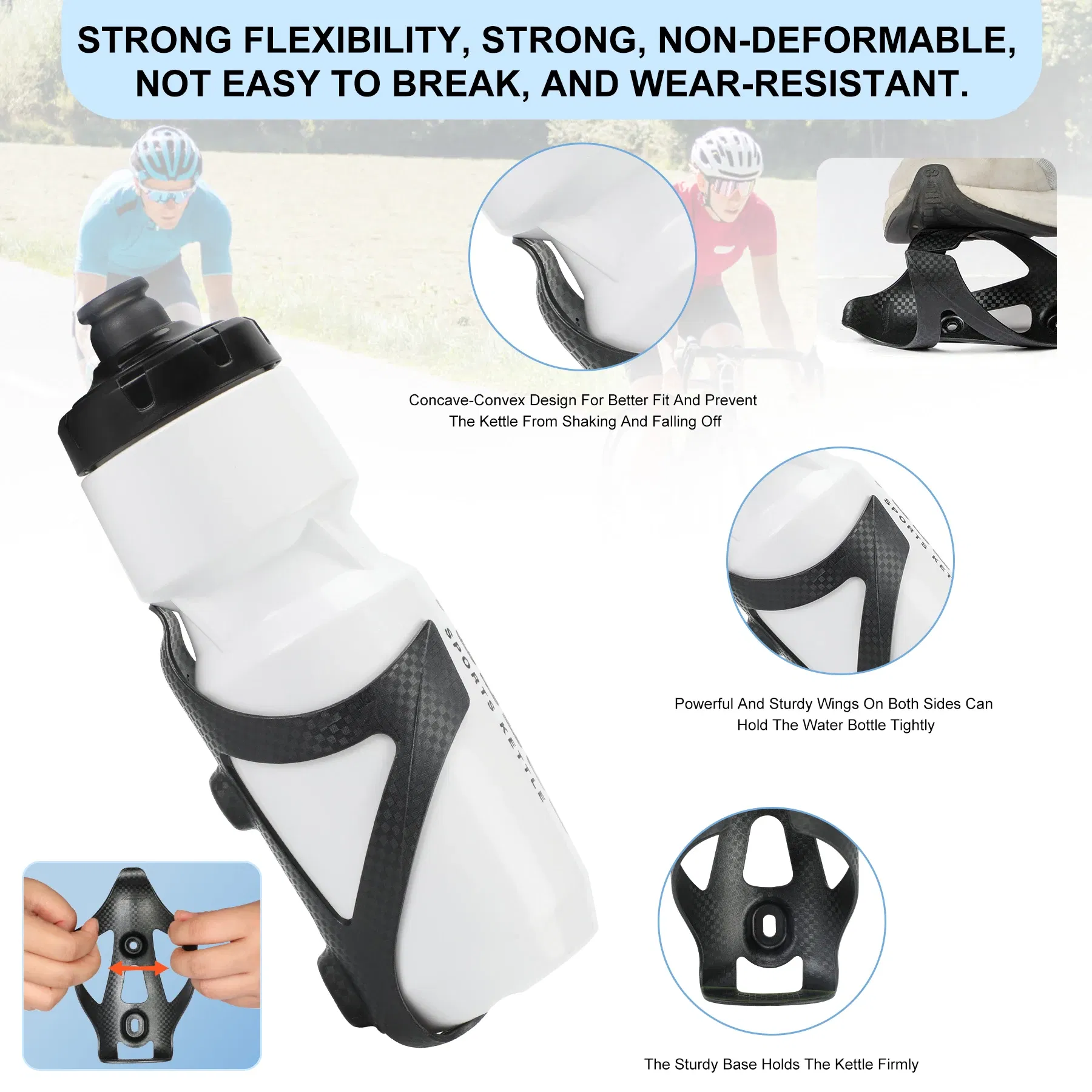 Color: WHITE - HUALONG Bike Water Bottle Holder Plastic Carbon Fiber Water Bottle Cage Road Bikes Mountain Bicycle Water Bottl Drink Cup Holder